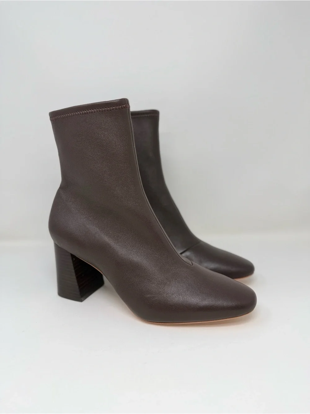New Loeffler Randall Elise Brown Leather Stretch Bootie Sz 9.5